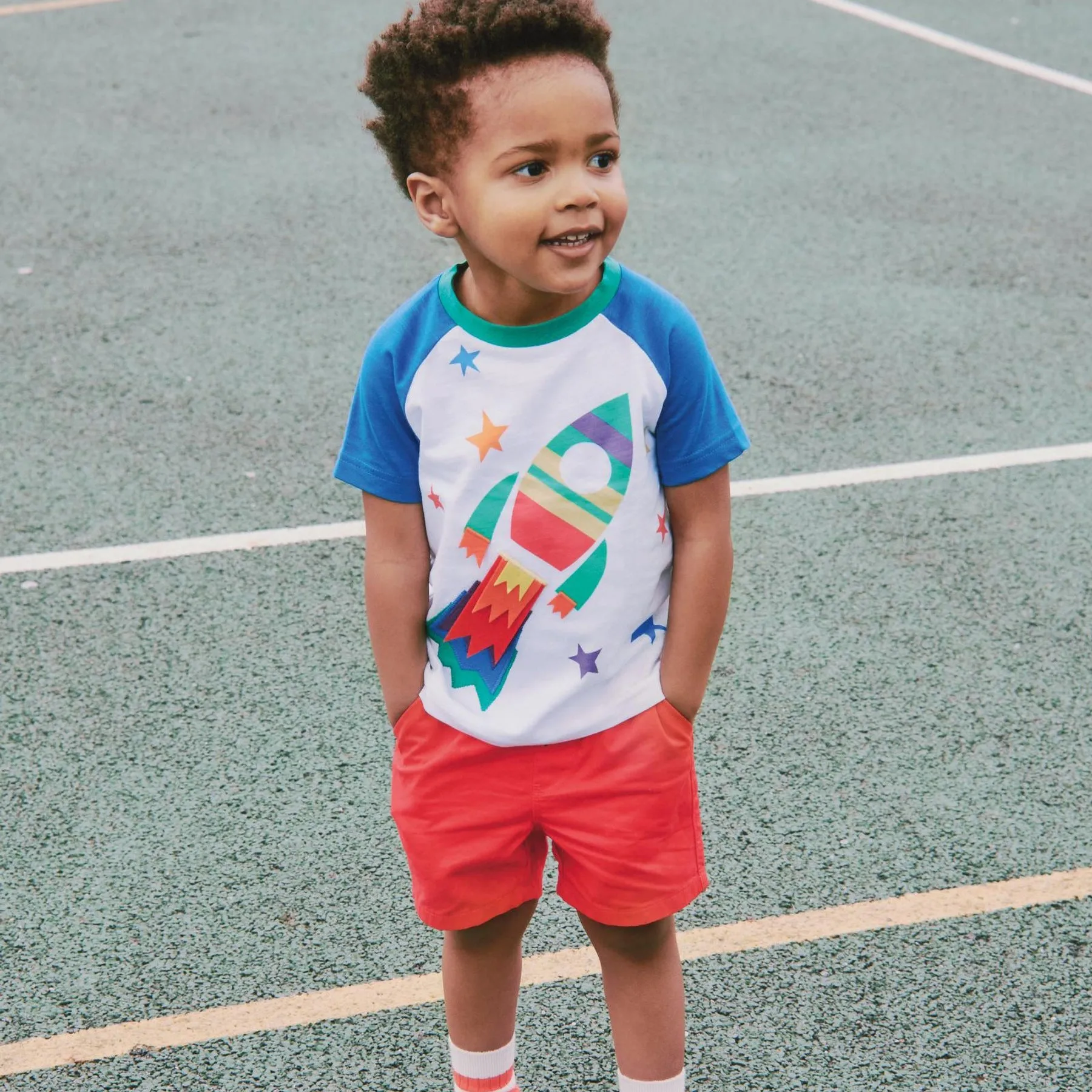 Toddler Boy's Rocket Print T-shirt with Shorts Set