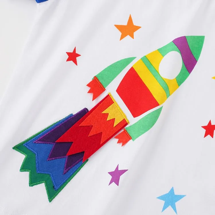 Toddler Boy's Rocket Print T-shirt with Shorts Set