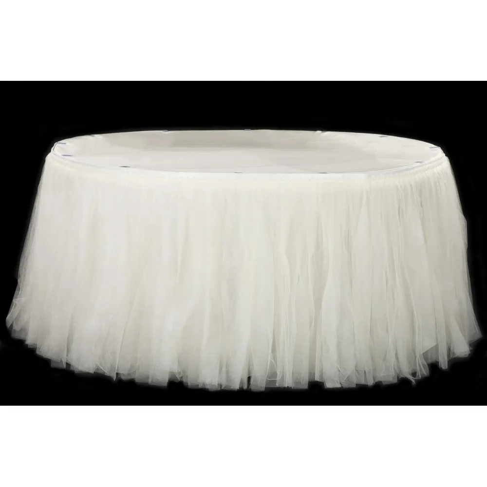 Tulle Tutu 14ft Table Skirt - Ivory