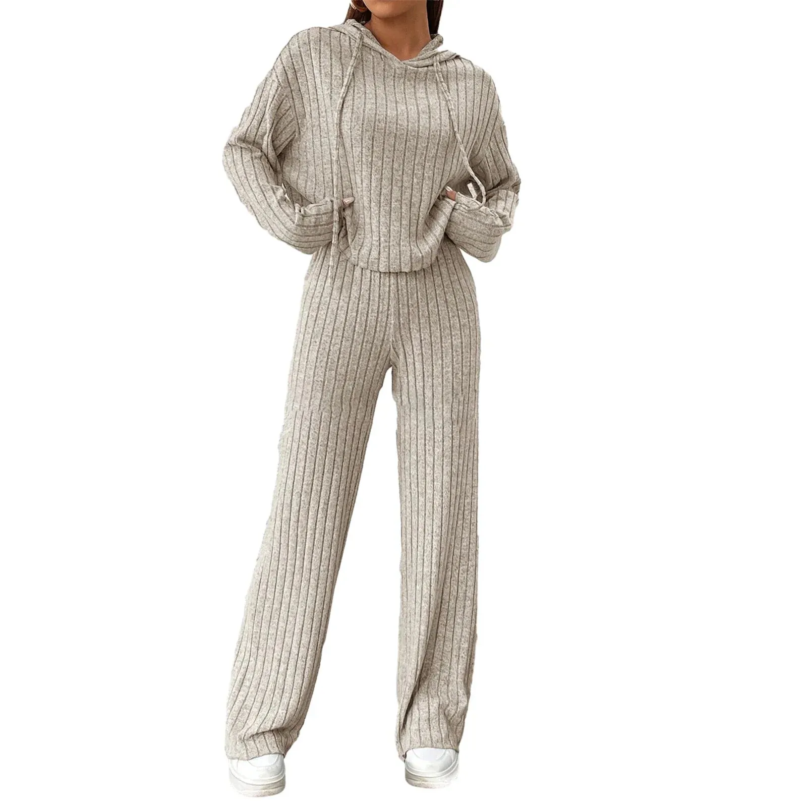 V-neck Lounge Sleepwear Cozy Comfy Bottoms Ribbed Pants