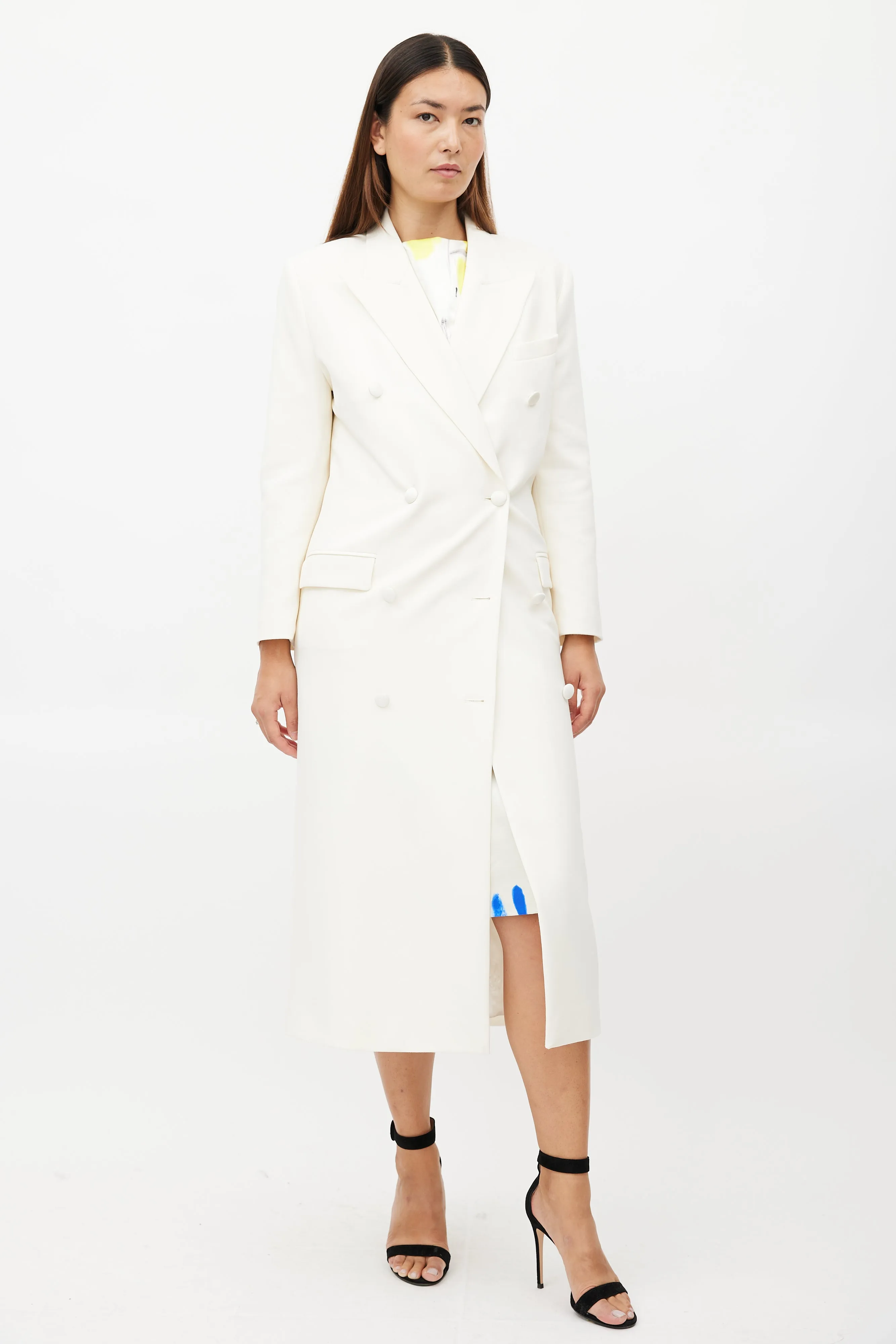 White Double Breasted Wool Coat