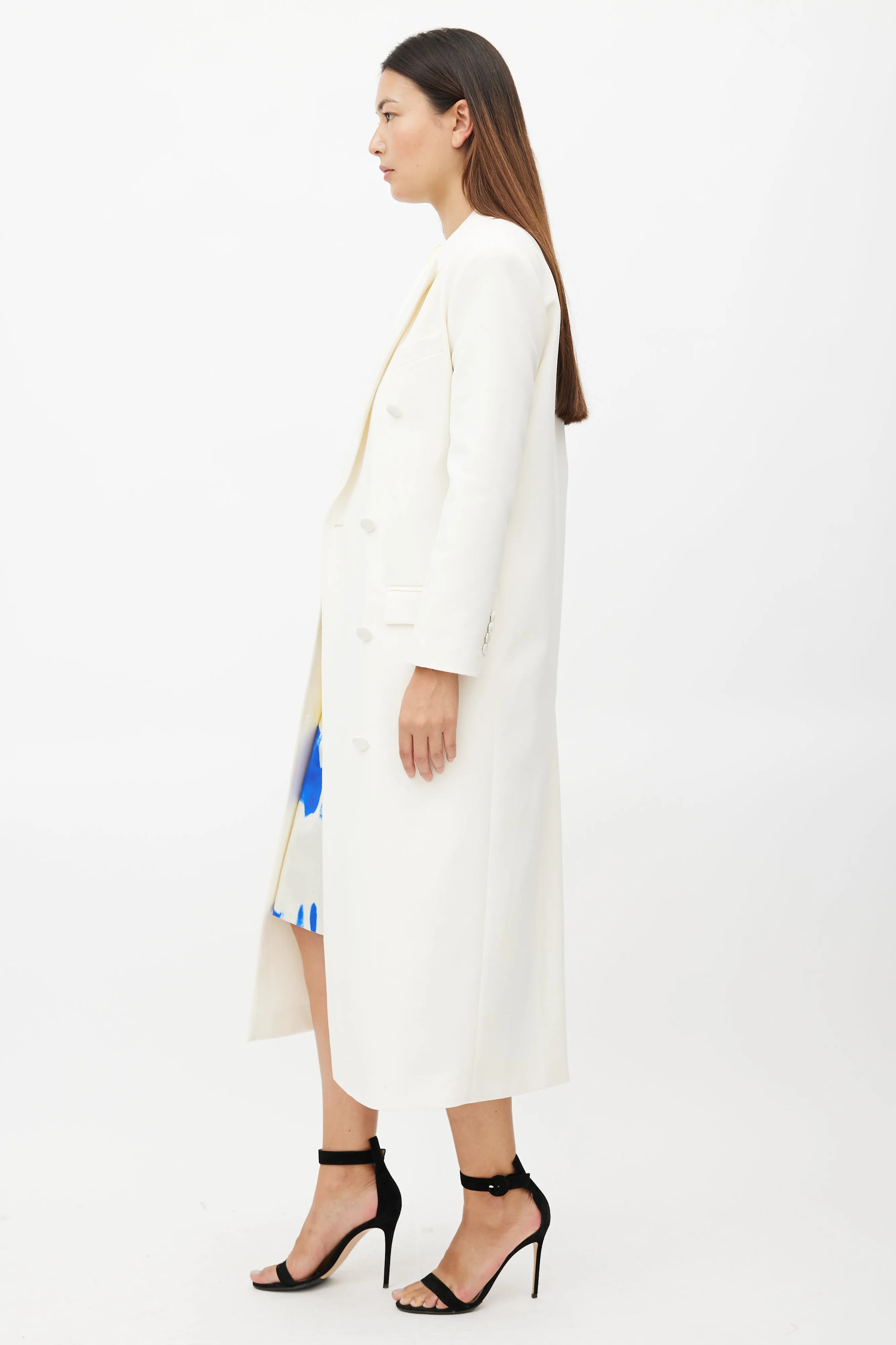 White Double Breasted Wool Coat