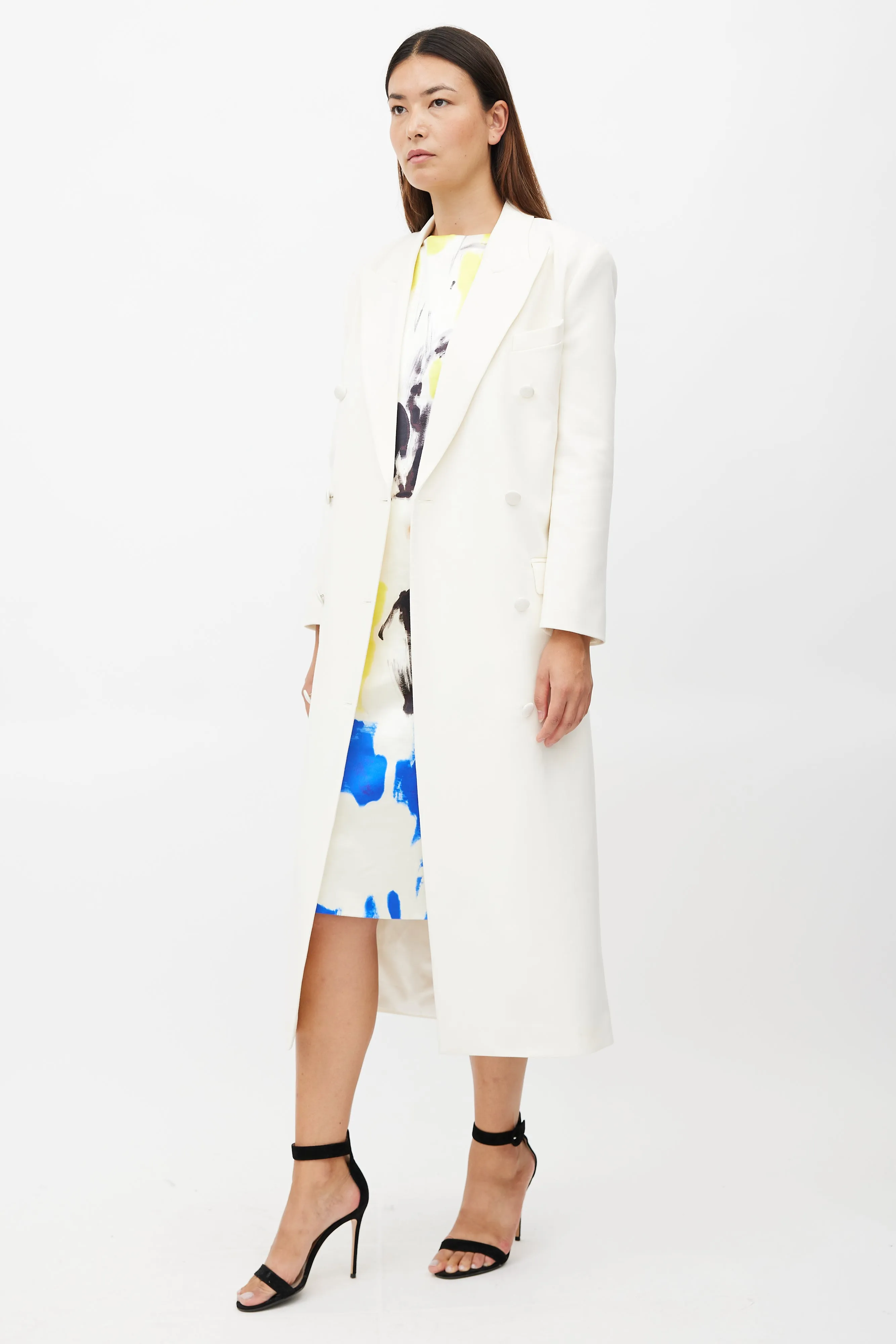 White Double Breasted Wool Coat