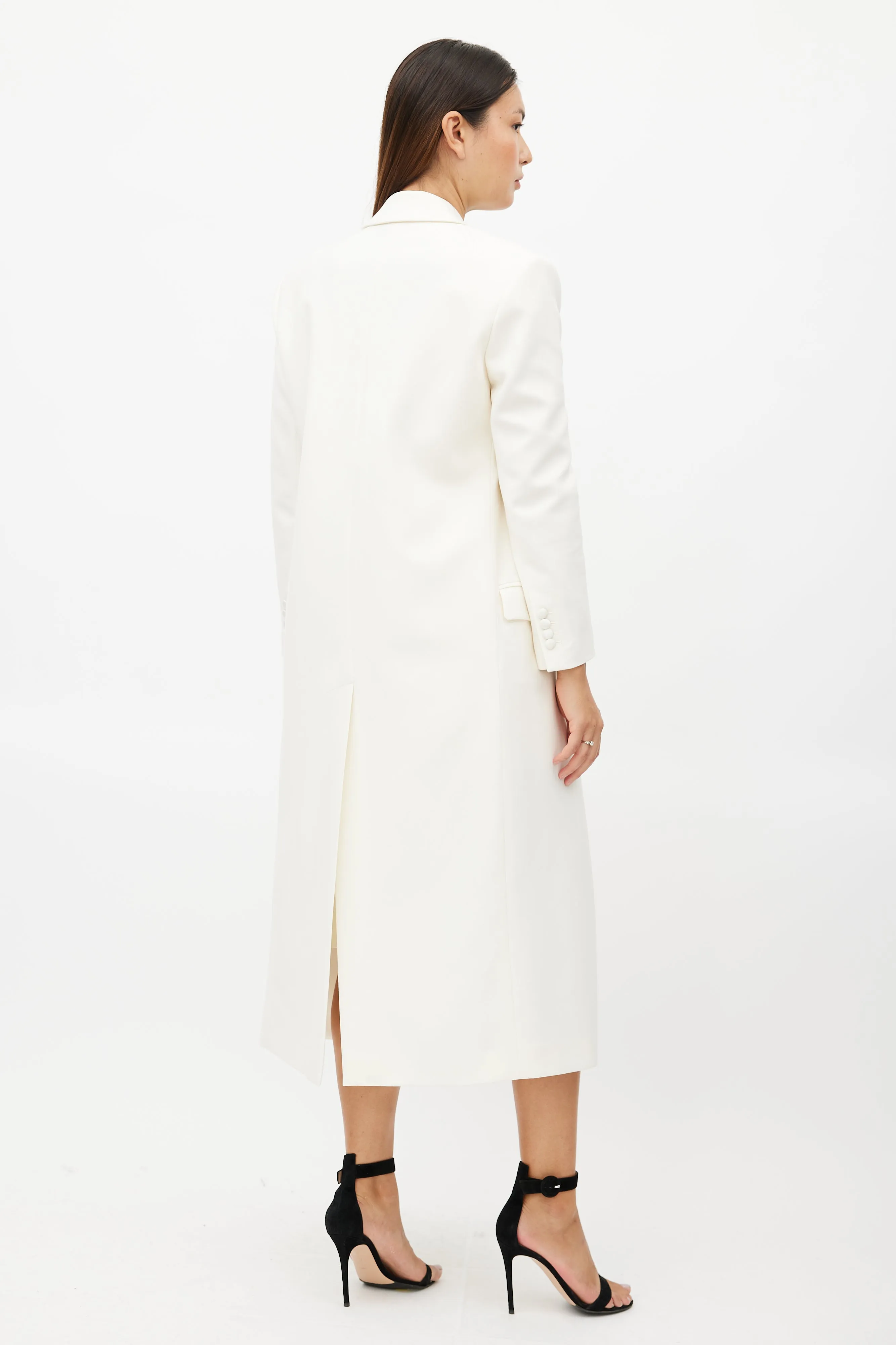 White Double Breasted Wool Coat