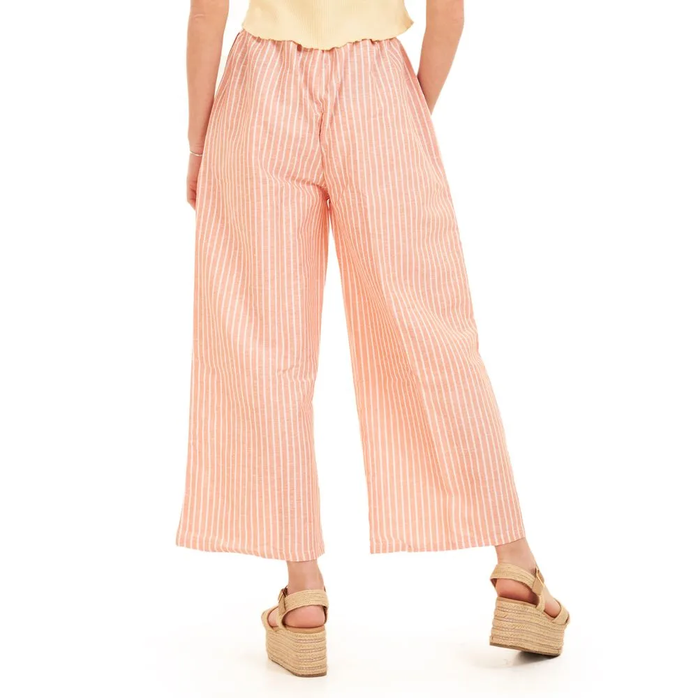 Women summer wide leg pants Orange stripes